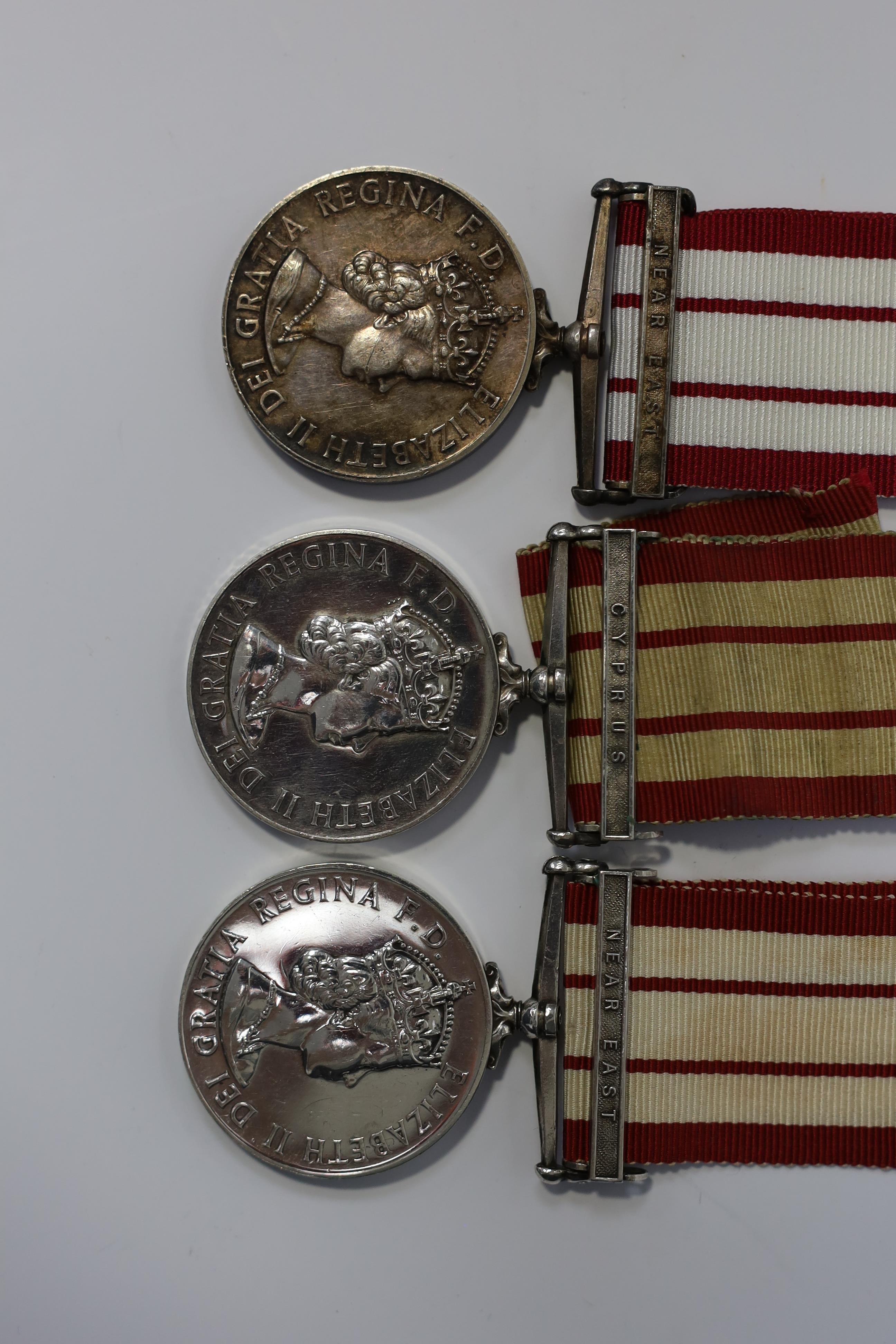 Three ERII Royal Navy General service medals awarded to